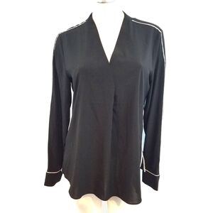 3/$25 Calvin Klein Size M Black Top White Piping